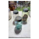 3 Colored Glass Mason Jars with Metal Lids