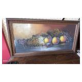 Still life, painting of fruit wood framed,