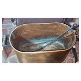 Copper broiler and fireplace pokers