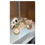 5 Ceramic? Pig Figurines, Piglets, Watermelon