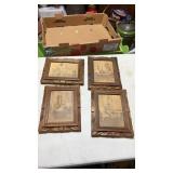 4 R.Hendrickson Sepia-Toned Art Prints in Wooden