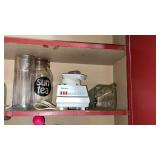 Oyster blender, glass sun tea jar and glass vase