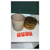 Advertising  tin , crock for utensils with