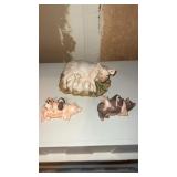 3 Porcelain Pig Figurines, Masterpiece Porcelain