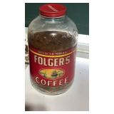 Folgers coffee jar with lid.