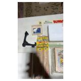 Misc lot of vintage cards, wood airplanes,