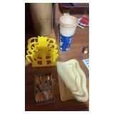 Vintage wood sporks, napkin holders, cups and