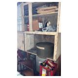 Wooden shelf and more  white cupboard not