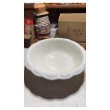 Large white ruffled edge bowl