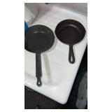 Cast-iron small pan unbranded 3B and enamelware