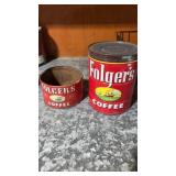 Folgers coffee advertising tins