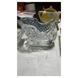 Vintage glass wear including crystal and green