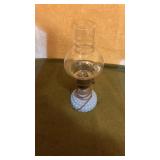 Electric Blue Glass Lamp with Clear Glass Shade