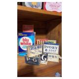 Vintage boxes including Blu White, ivory soap,