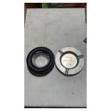 2 Ashtrays, Metal Muncher Clay Center, Goodyear