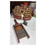 Set of  2 Old iron sides, book and resin, 7.5