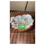 Vintage glass jar lids  6 clear glass and 1 green