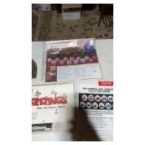 Lot of calendars, basket and glass