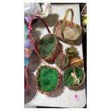 7 Small Empty Easter Baskets with Fake Grass