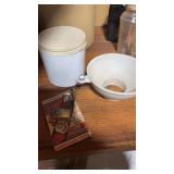 Antique white glass jar and funnle