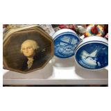 Octogon biscuit  Tin with George Washington on it