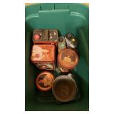 Tote of Various Tins, Oil tins, Coca-Cola Tins