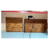 Vintage wooden tray with handles and wood cutting