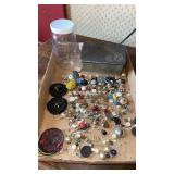 Miscellaneous buttons, broken jewelry pieces ,