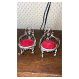 Pair of Folk art curled soda can miniature chairs