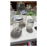 3 Glass Coffee/Tea Containers with Metal Lids