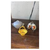 Merri -Lei plastic basket, lusterware salt, and