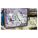 Wood framed Ariel view of a grain elevator