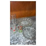 Miscellaneous lot of glass devil egg tray, 2