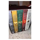 Box of folders , paper , game of thrones book set
