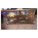 Ornate frame velvet like picture of sheep out in