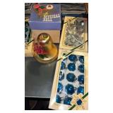 Christmas tree ornaments and musical bell