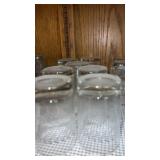 7 juice glasses  with  etching decoration on