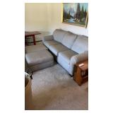 Grey Fabric Couch with 2 Ottomans approx 84ï¿½ x