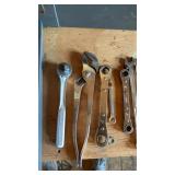 Tools and tool box lot include wrenchï¿½s