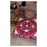 American flag pillow, baskets and more