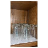 11 glass drinking glasses with etching design on