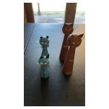 2 Salt & Pepper Shaker Sets, Wood, Magnetic Cats