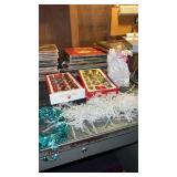 Christmas tree, angel topper, ornaments, icicle,