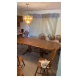 Wooden Table with 8 Chair Set, 2 Leaves Inside