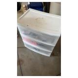 Plastic drawer includes arts and crafts and yarn