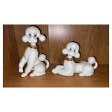 2 Ceramic French poodle with gold collar figurine