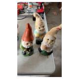 3 Garden Gnomes, Shovel, Bags