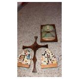 Religious decorations and  framed and signed