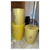 Yellow Tupperware containers