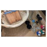Basket, glass candle holders and more